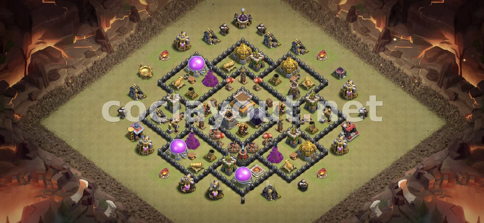 强大的TH8部落战阵型推荐 – TH8 布局预览