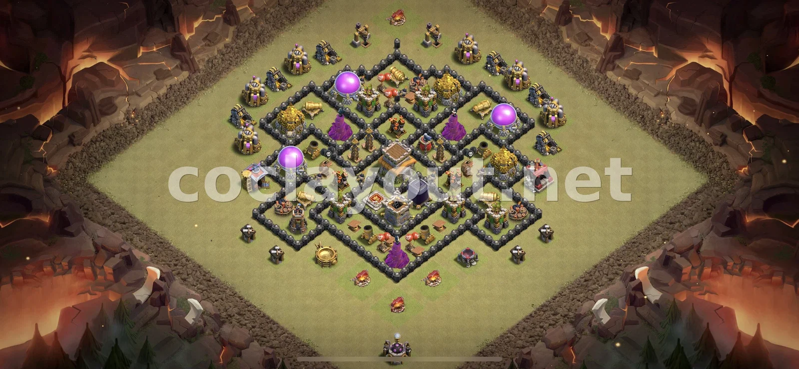 战略性 TH8 部落战阵型 – TH8 布局预览