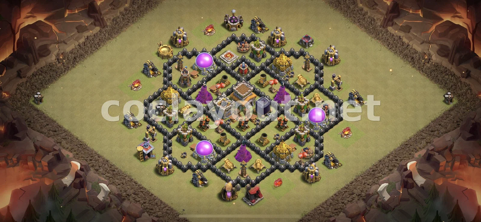 有效的TH8部落战阵型 – TH8 布局预览