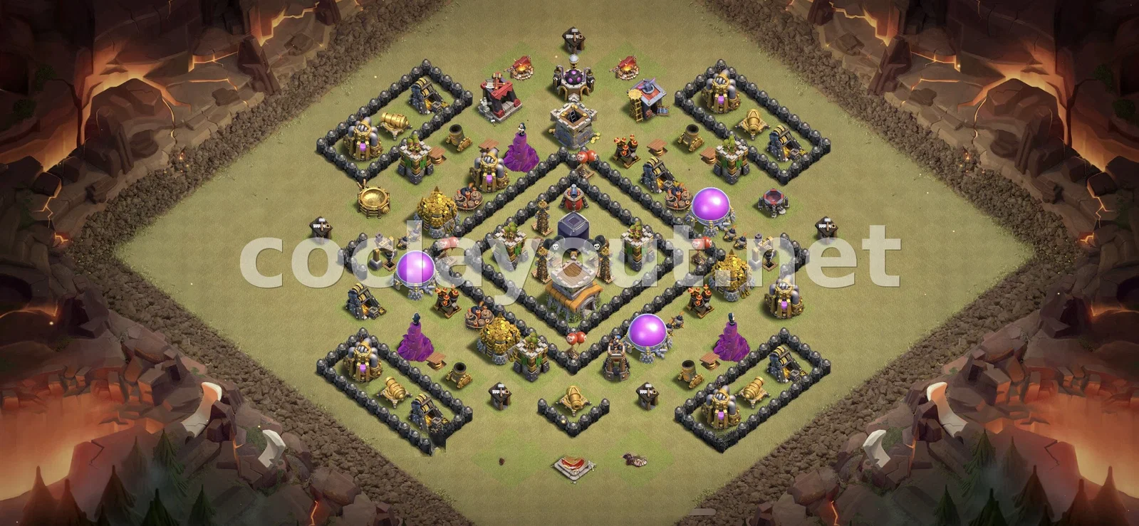 TH8 部落战阵型 #117 – TH8 布局预览
