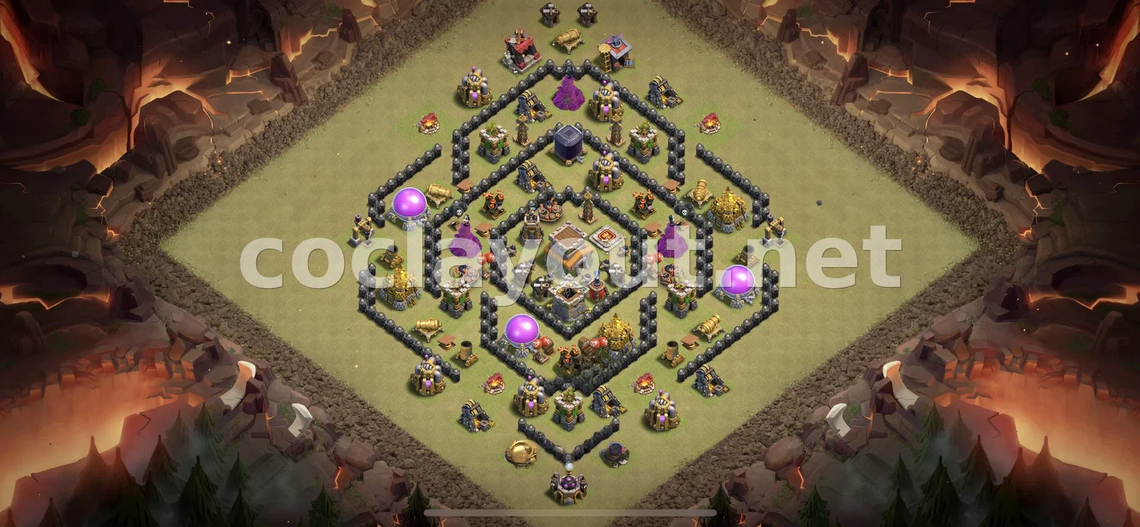 有效的TH8部落战阵型 – TH8 布局预览