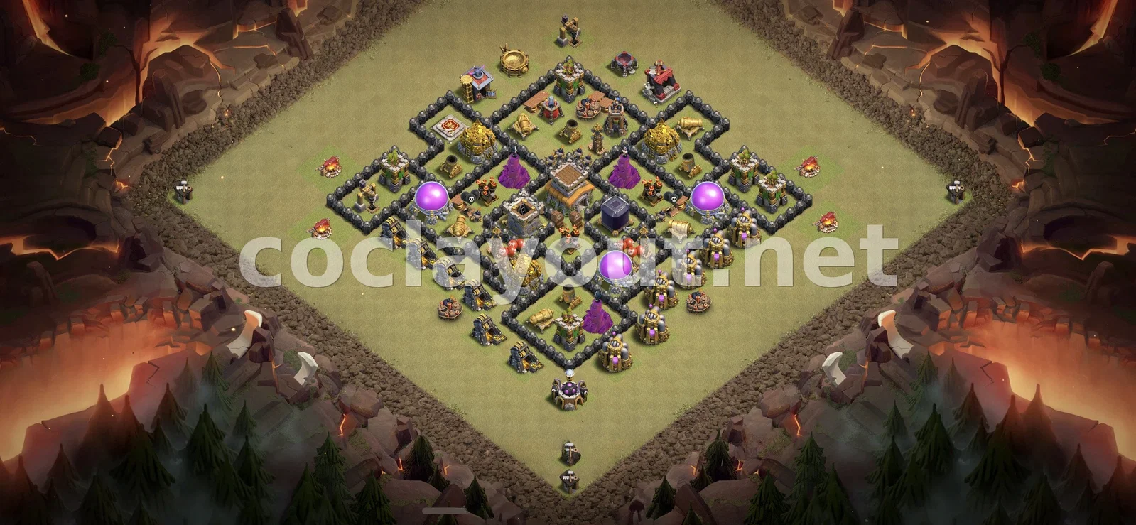 有效的TH8部落战阵型 – TH8 布局预览