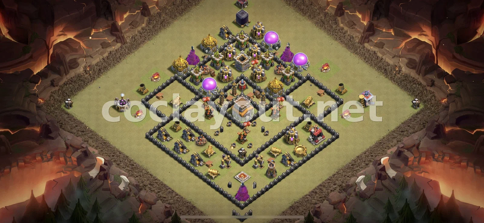 TH8 部落战阵型 #113 – TH8 布局预览