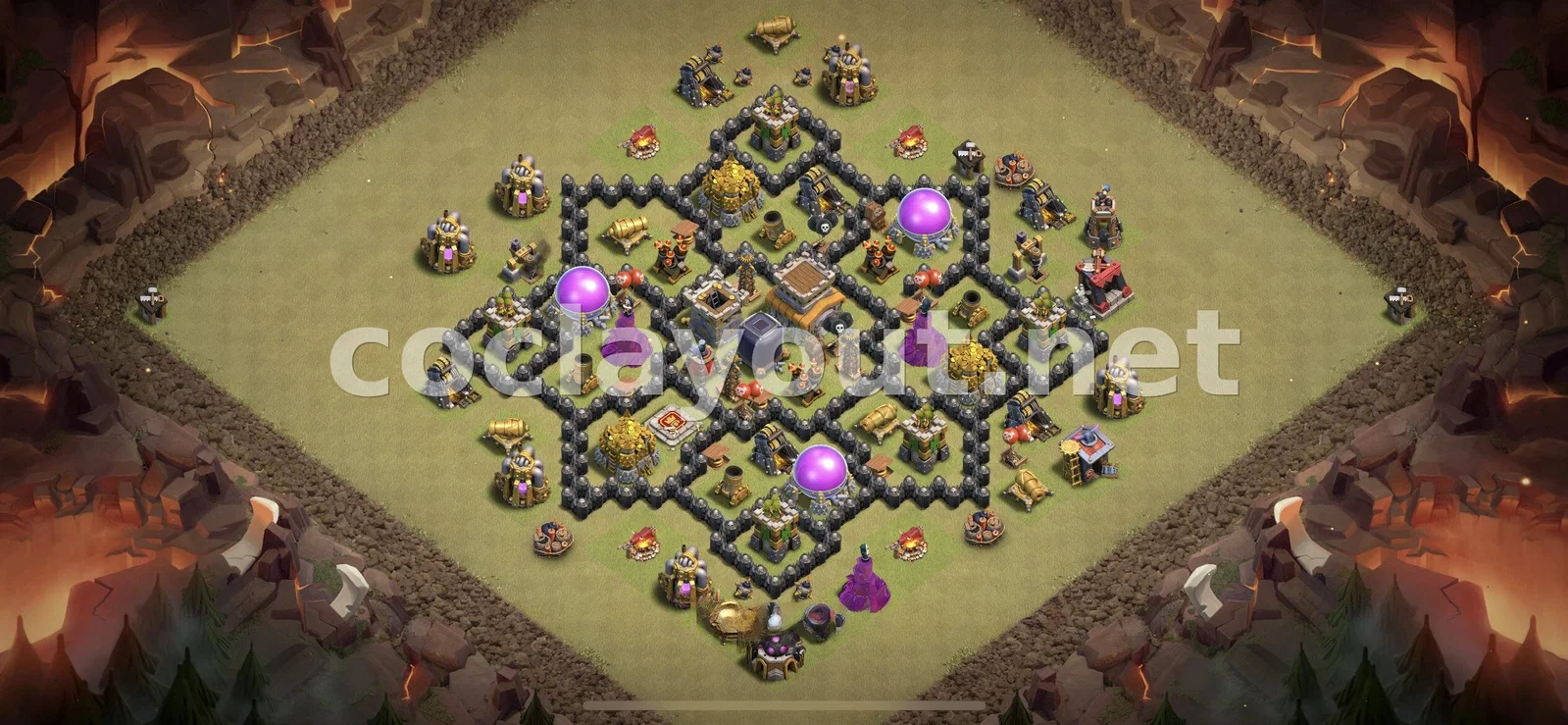 有效的TH8部落战阵型 – TH8 布局预览