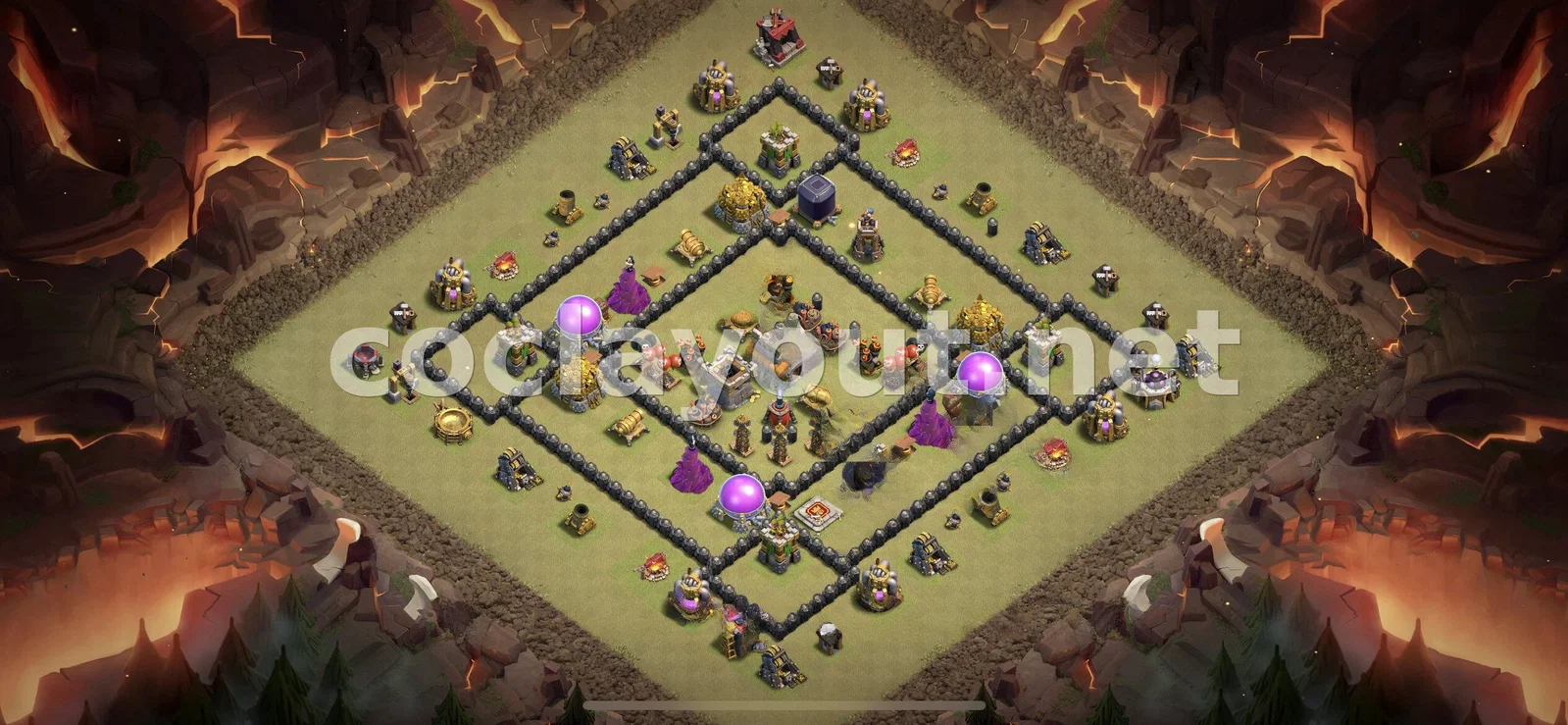有效的 TH8 部落战阵型 – TH8 布局预览
