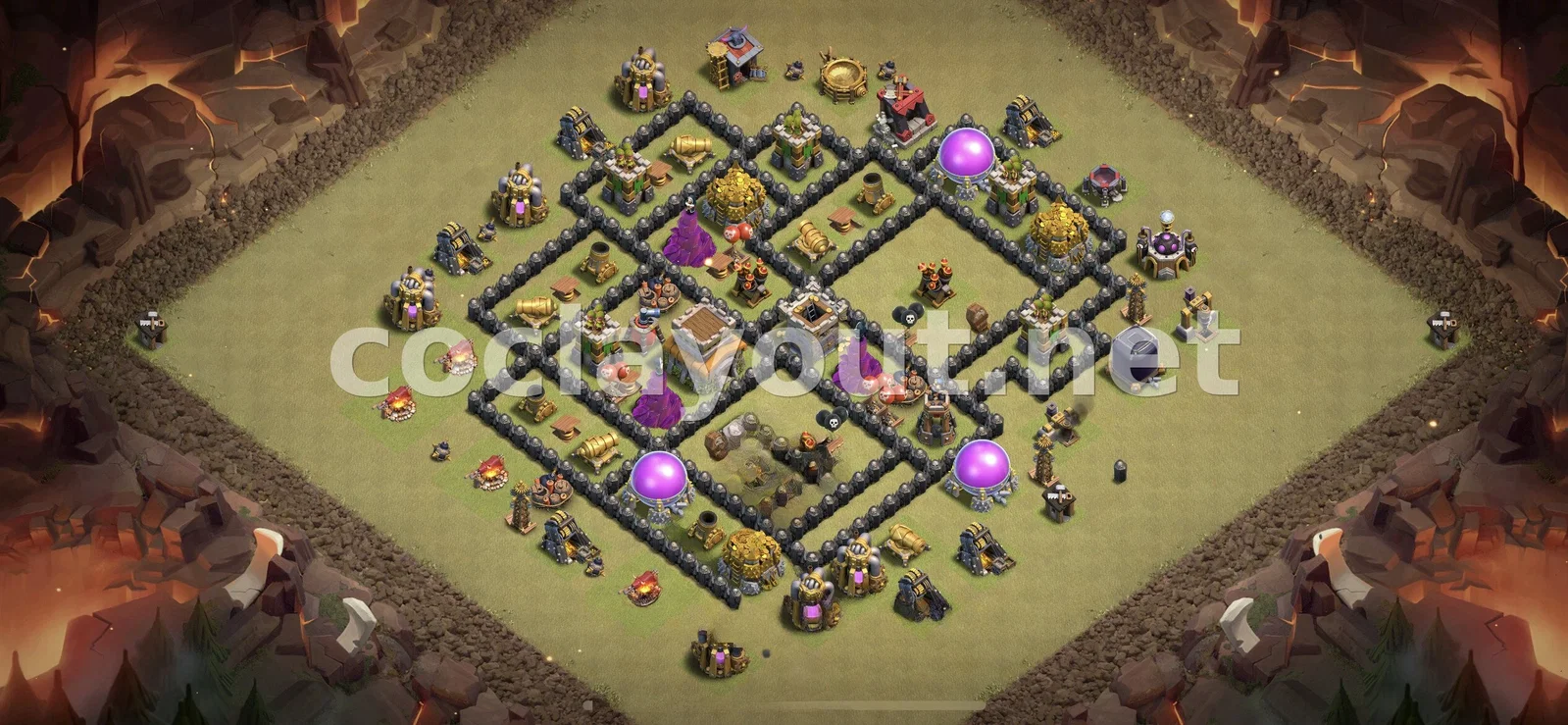 高效的TH8 部落战阵型助你赢得胜利 – TH8 布局预览