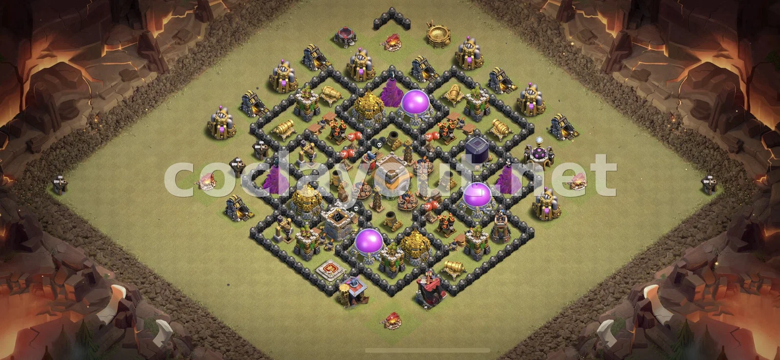 有效的TH8部落战阵型 – TH8 布局预览