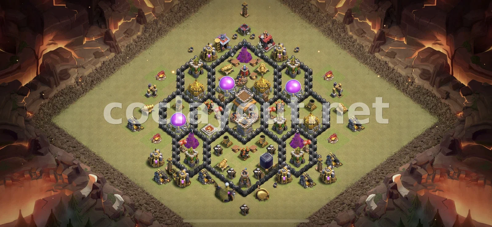 TH8 部落战阵型 #108 – TH8 布局预览