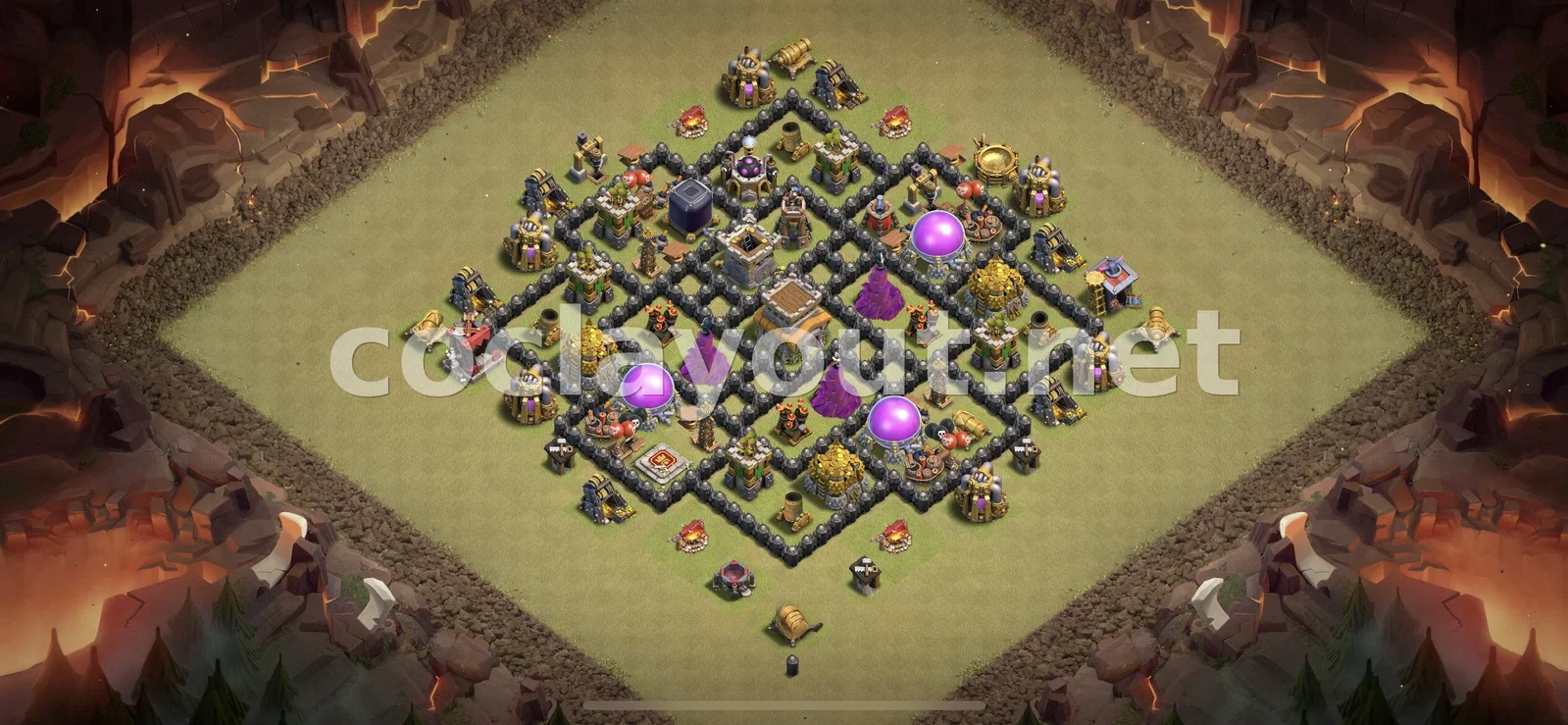 高效的 TH8 部落战阵型 – TH8 布局预览