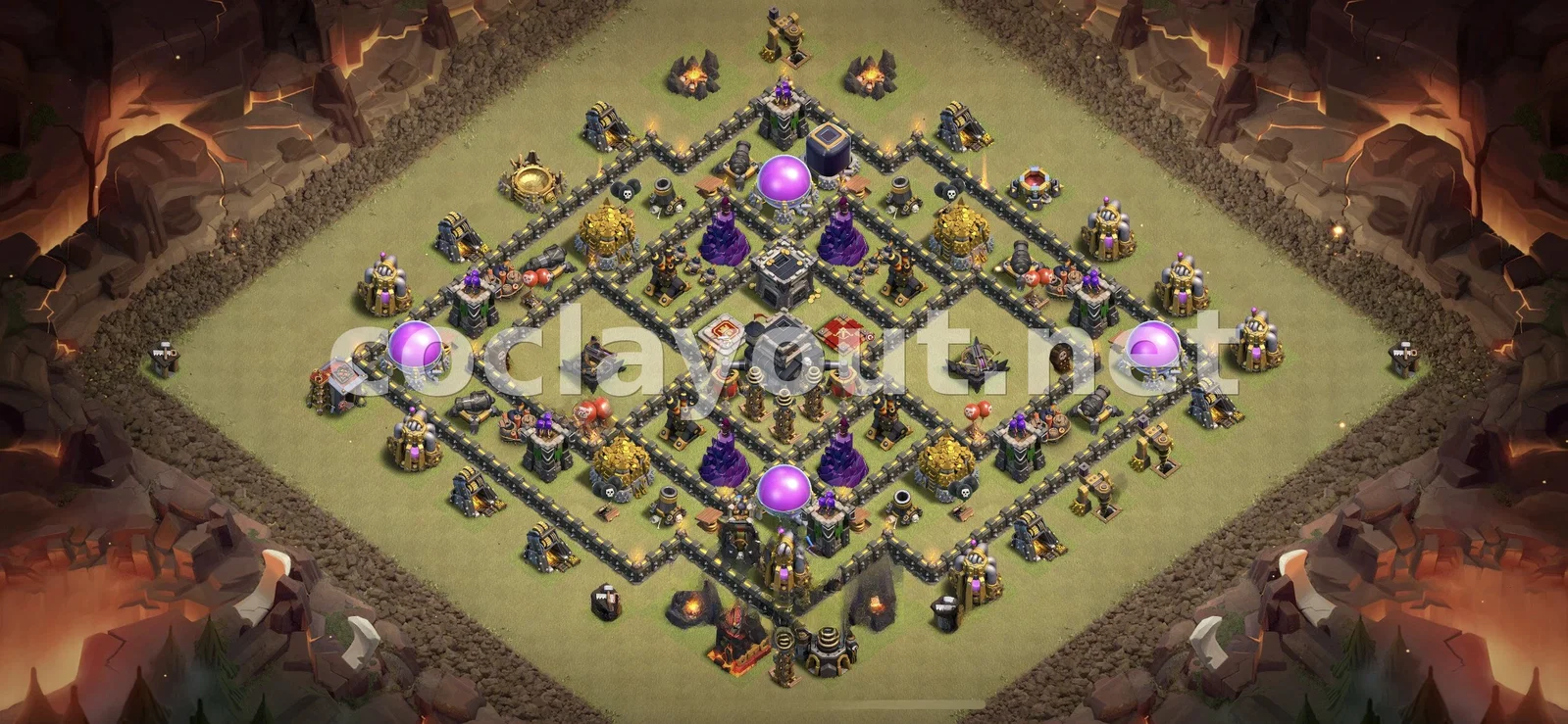 Base de Guerre TH9 Efficace pour Gagner – aperçu du plan TH9
