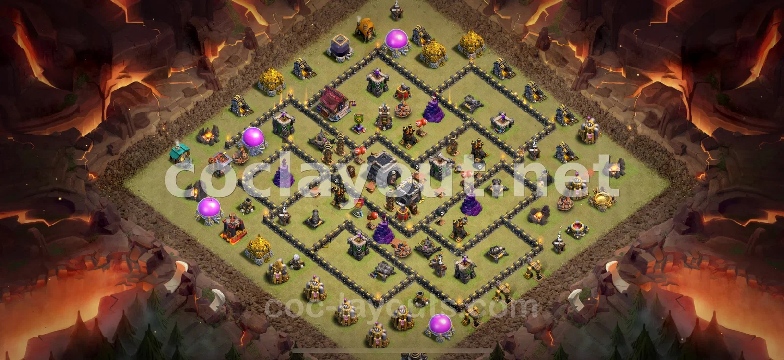 أفضل تصميم قاعدة حرب TH9 لانتصار العشيرة – معاينة تصميم TH9