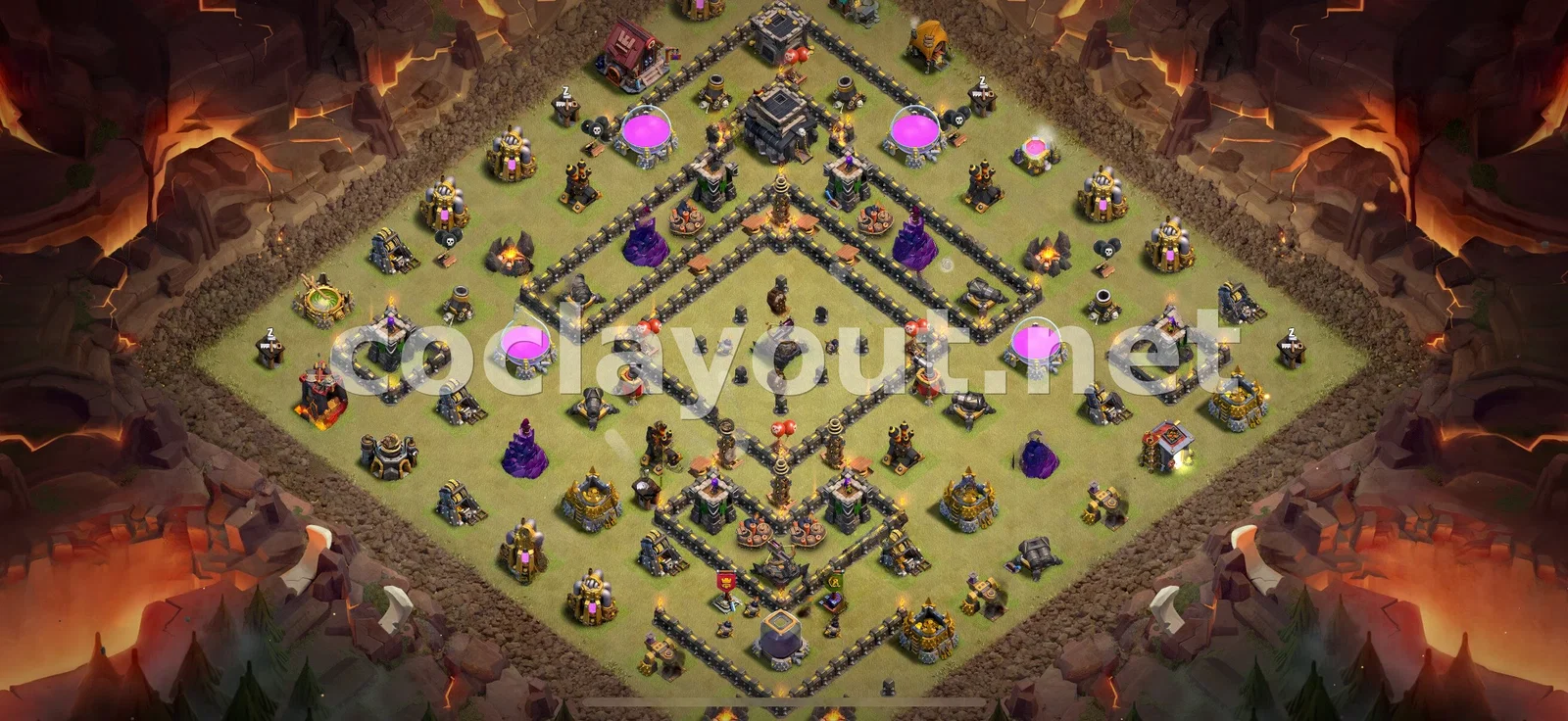 أفضل قاعدة حرب TH9 لحماية قريتك – معاينة تصميم TH9