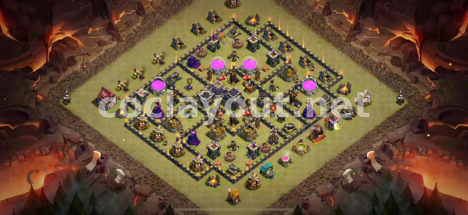 أفضل قاعدة حرب TH9 للدفاع في حرب العشائر – معاينة تصميم TH9