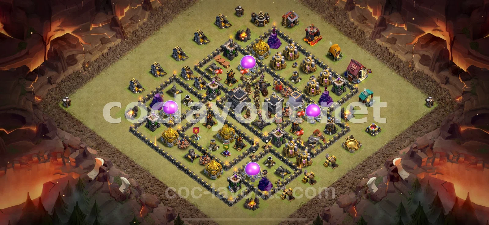 أفضل تصميم قاعدة حرب TH9 لحماية مركز القرية في حرب العشائر – معاينة تصميم TH9