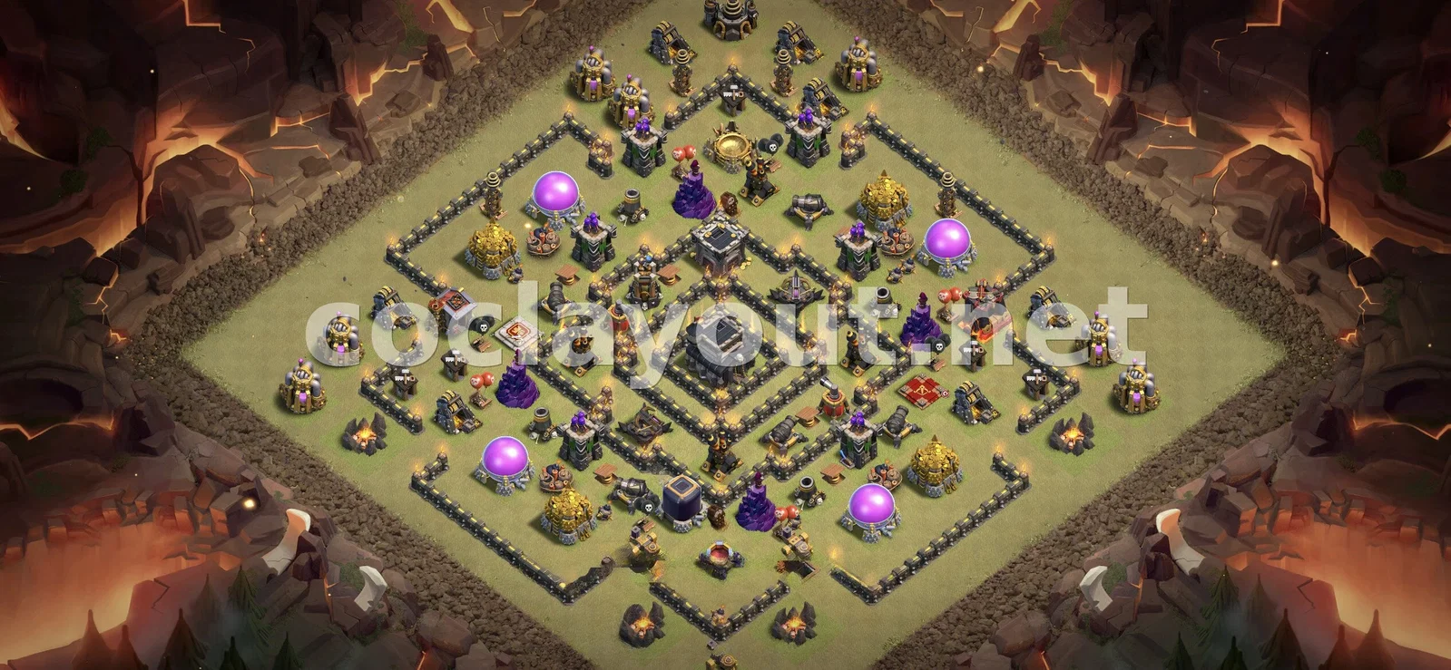 Эффективная База для Войны TH9 – превью расстановки TH9