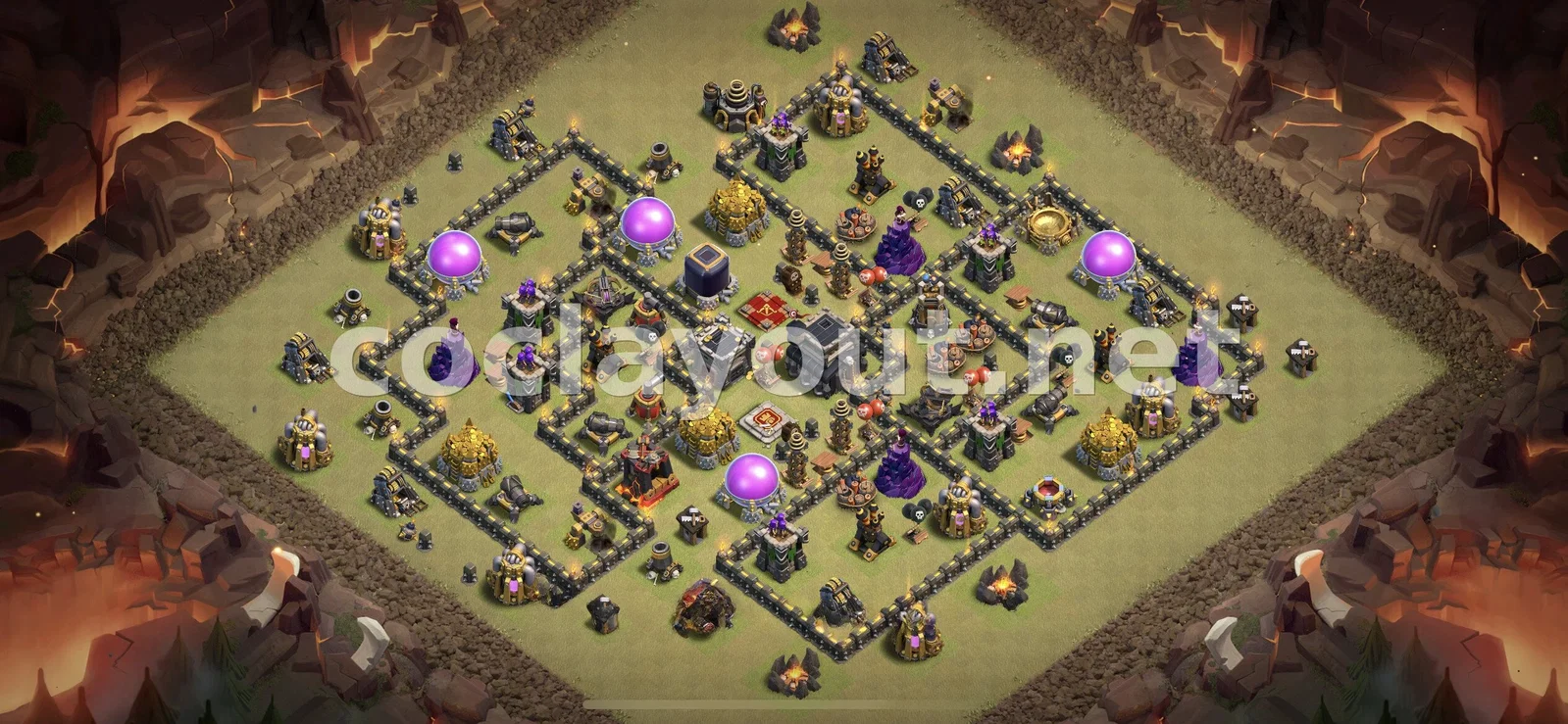 Топовая база для войны TH9 в Clash of Clans – превью расстановки TH9