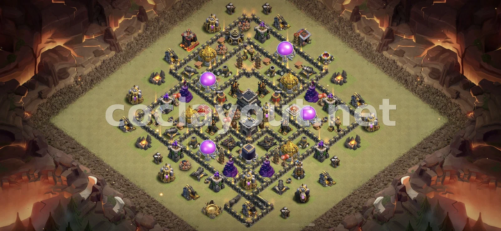Эффективная база для войны TH9 – превью расстановки TH9