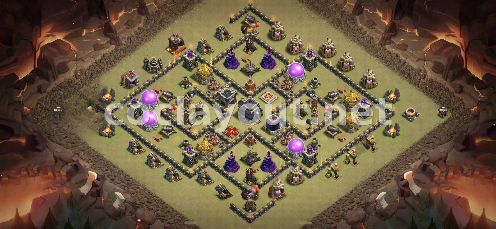Эффективная база для войны TH9 – превью расстановки TH9