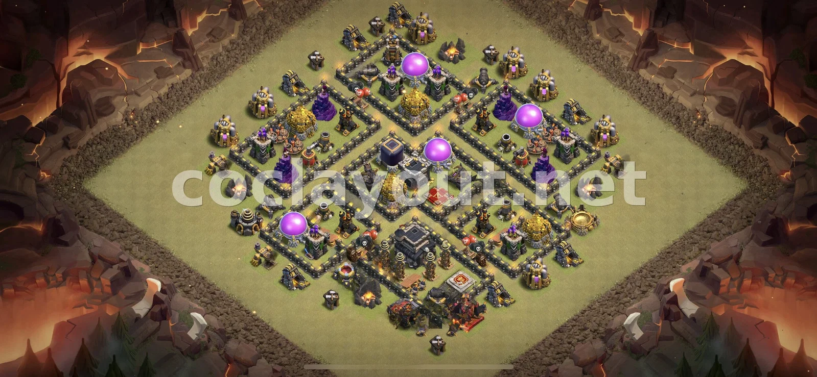 Эффективная база для войны TH9 – превью расстановки TH9