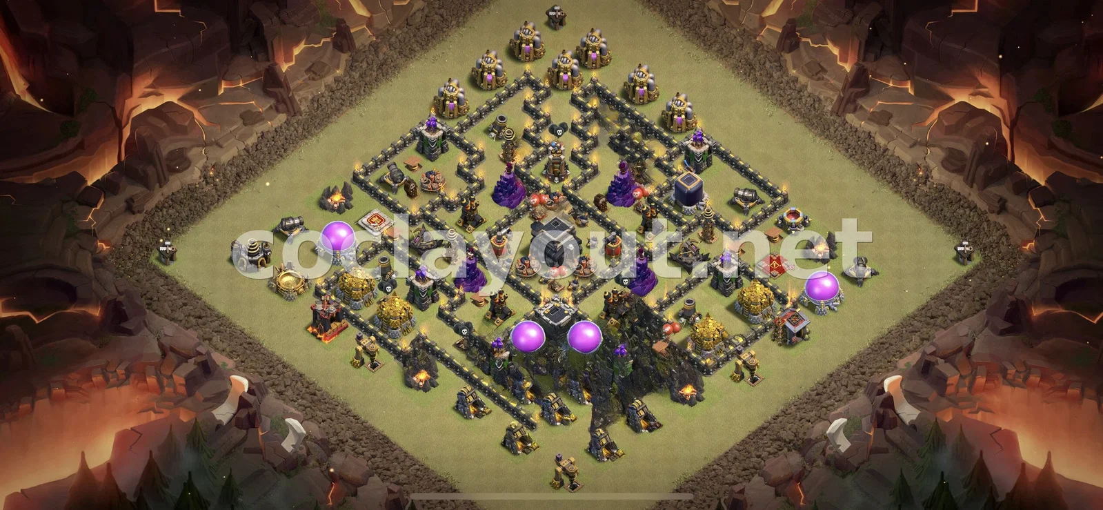تصميم قاعدة حرب TH9 احترافي لحماية مركز القرية – معاينة تصميم TH9