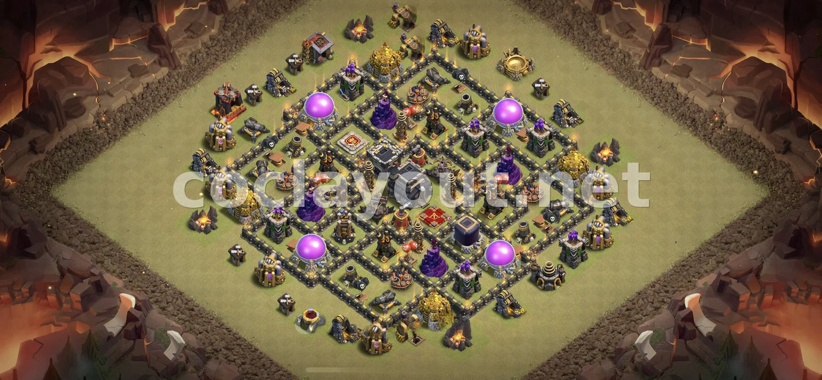 أفضل قاعدة حرب TH9 لحروب العشائر – معاينة تصميم TH9