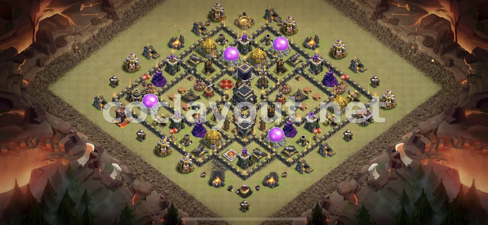 أفضل تصميم قاعدة حرب TH9 لحماية مركز القرية في العشائر – معاينة تصميم TH9