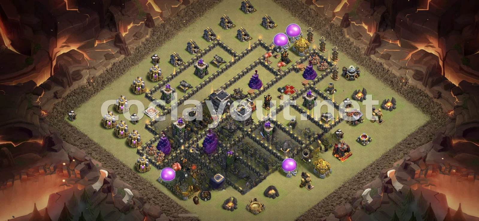 أفضل قاعدة حرب TH9 للدفاع في العشائر – معاينة تصميم TH9